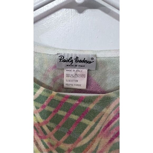 Paolo Zodesco Women's Wavy Pattern Short Sleeve Multicolor Casual Tee Size L - Picture 4 of 11